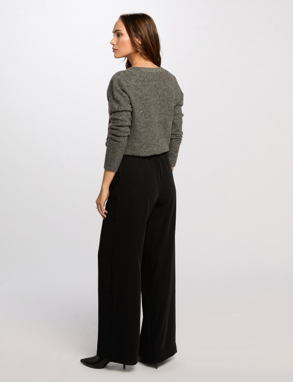 Pantalon large à fronces noir femme - 2