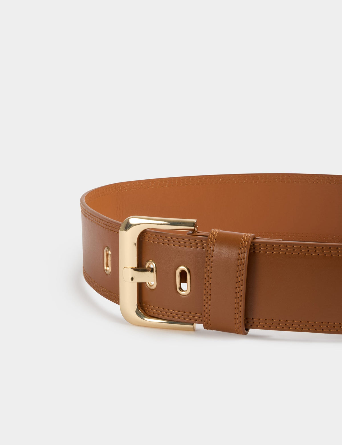 Ceinture large similicuir camel femme - 2