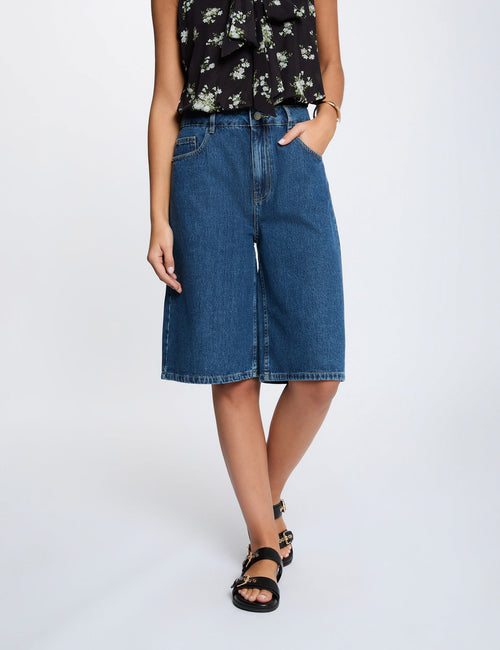 Bermuda taille haute denim brut femme - 1