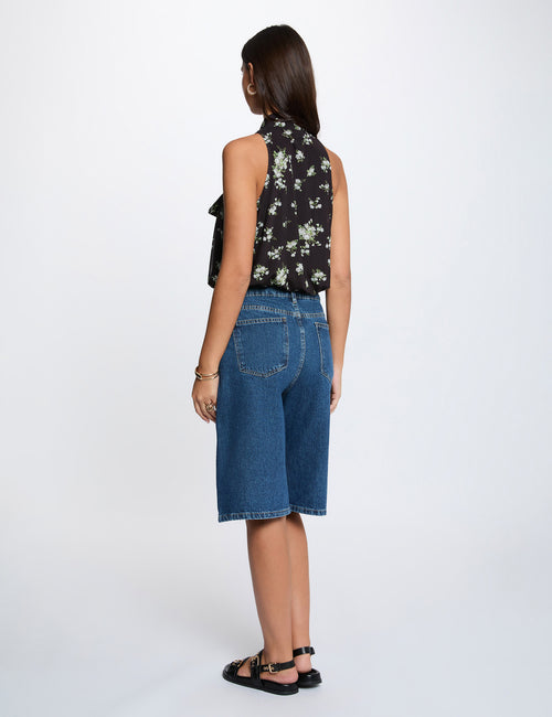 Bermuda taille haute denim brut femme - 2