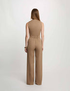 Combinaison fluide col v taupe femme - 2