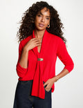 Pull col châle rouge femme - 1