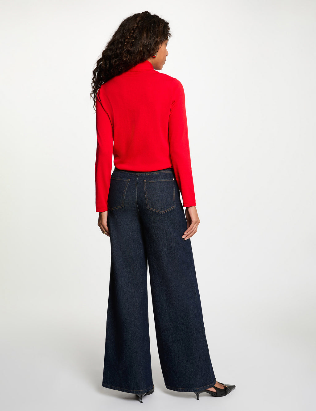 Pull col châle rouge femme - 2