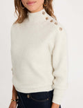 Pull col montant ivoire femme - 1