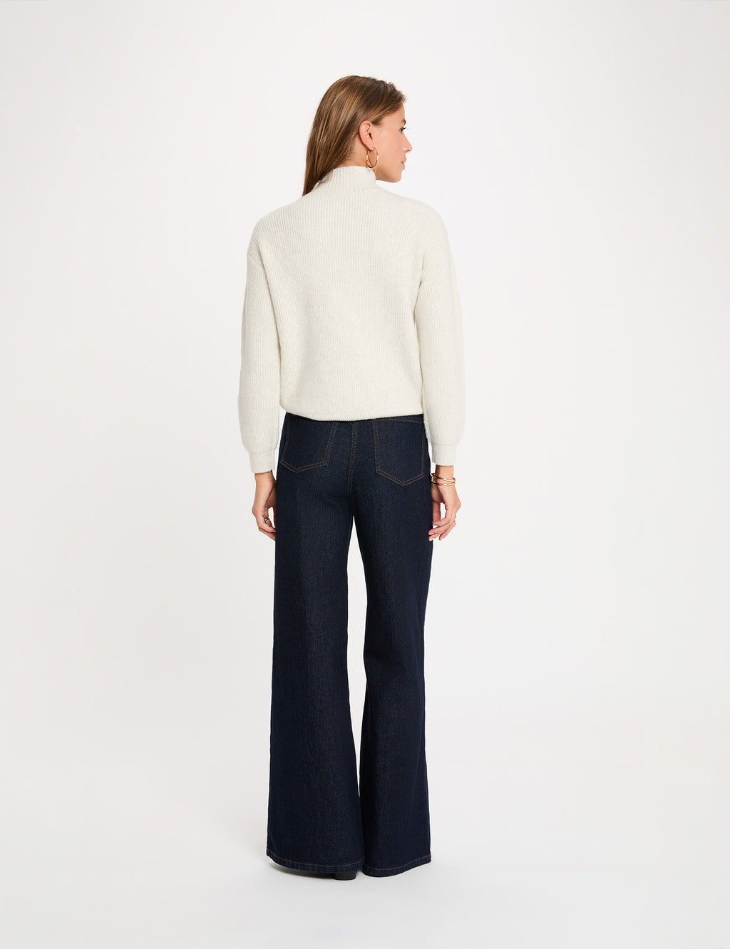 Pull col montant ivoire femme - 2